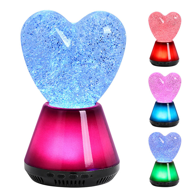 Bluetooth control led glitter night light with heart shade