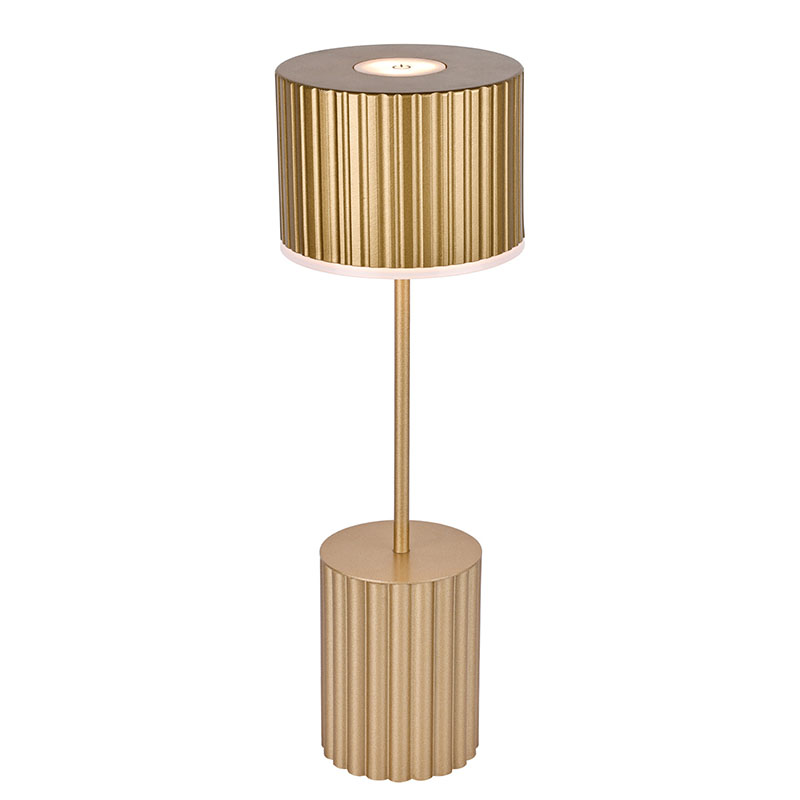 Metal shade small table lamp with battery
