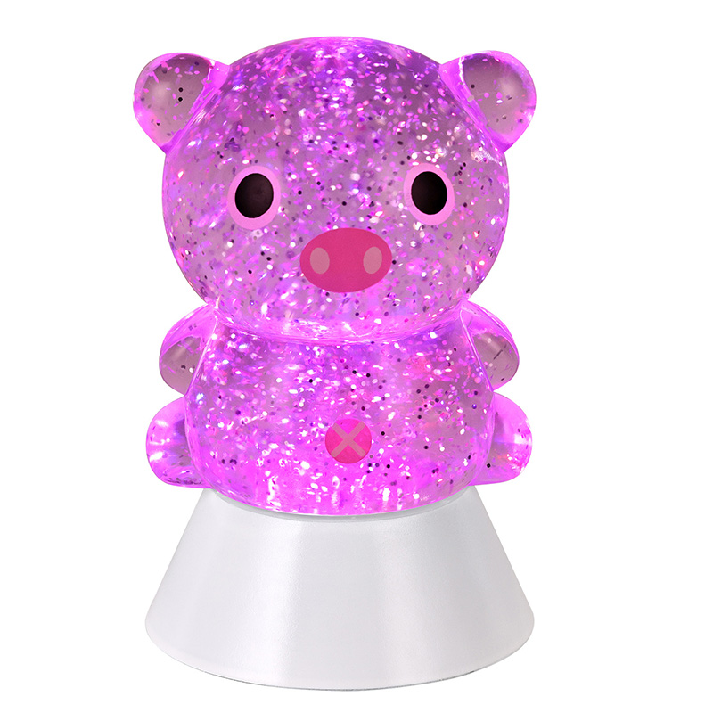 Pig shade RGB glitter table lamp