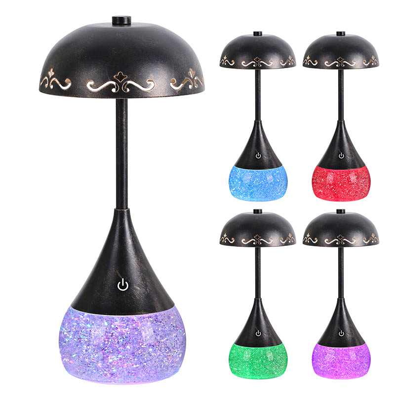 RGB Glitter Bottle Led Desk Lamp With Curved Lid