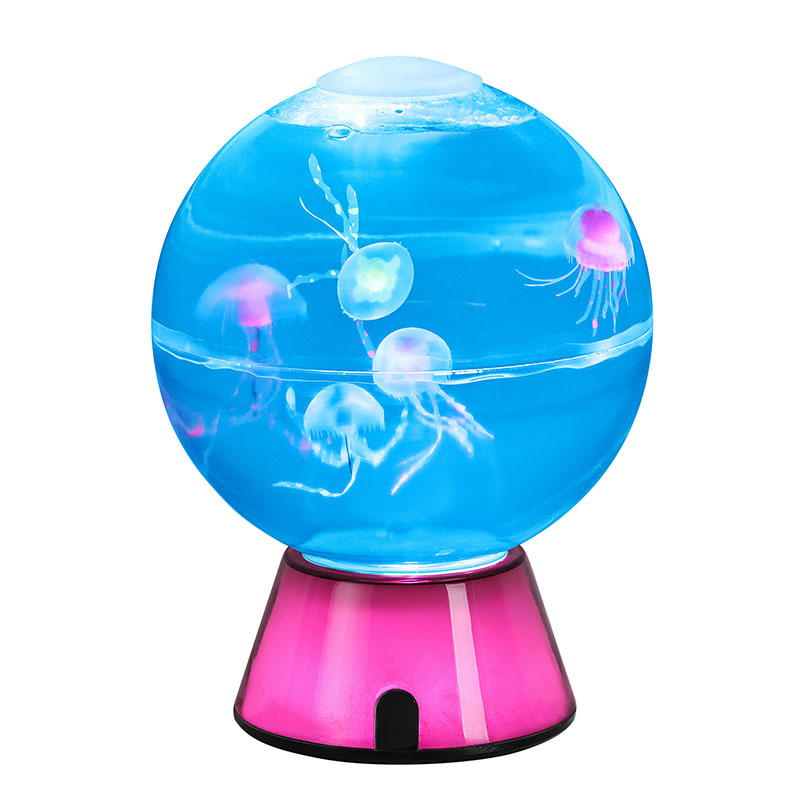 Spherical Simulated Aquarium Lamp with Floating Jellyfish