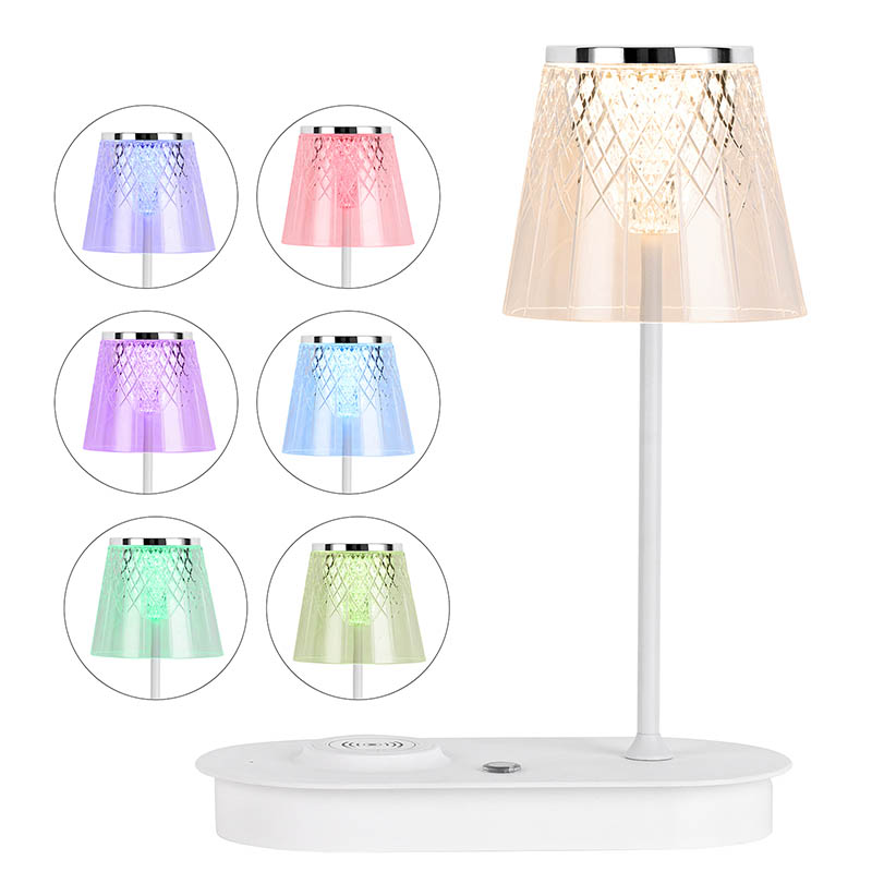 Transparent Shade LED Desk Lamp with Wireless Charger