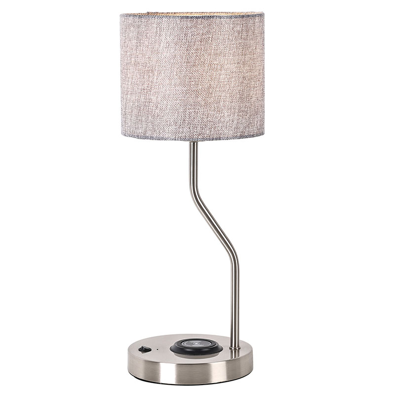 Wireless phone charger desk lamp with fabric shade